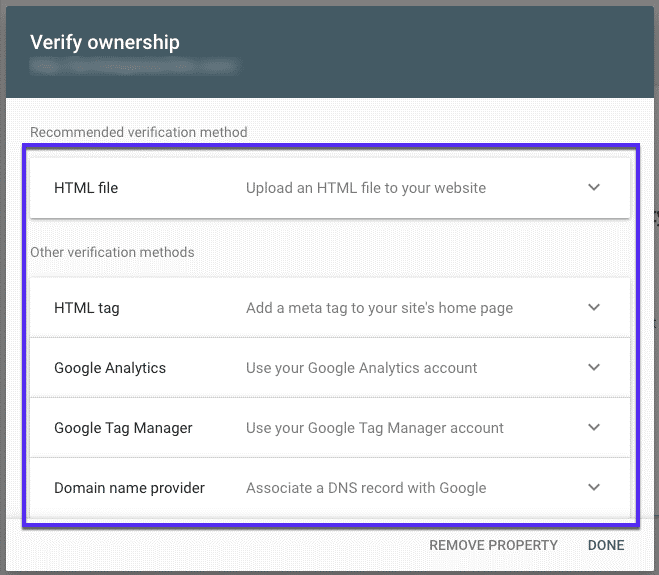 verify site ownership in search console google